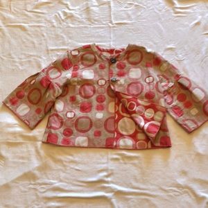 Boxy jacket reversible  3/4bell slv L rayon/poly